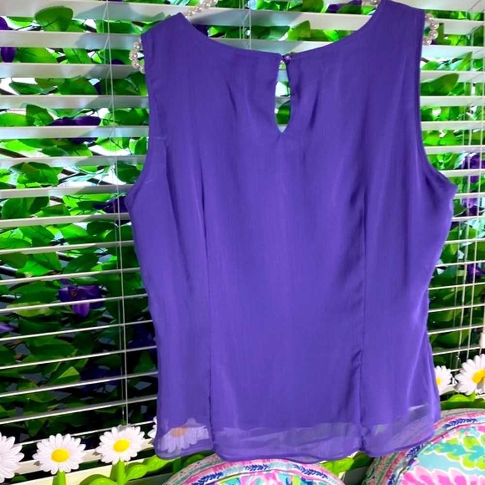 Milano bright purple chiffon layered top - Picture 3 of 5